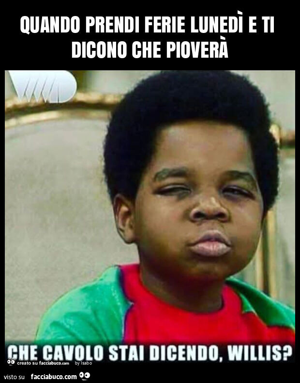 Quando prendi ferie lunedì e ti dicono che pioverà che cavolo stai dicendo willis arnold