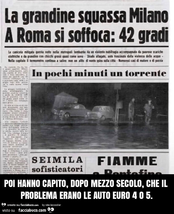 Poi hanno capito, dopo mezzo secolo, che il problema erano le auto euro 4 o 5