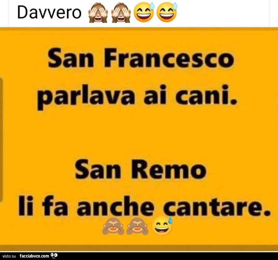 Davvero… san francesco parlava ai cani. San remo li fa anche cantare