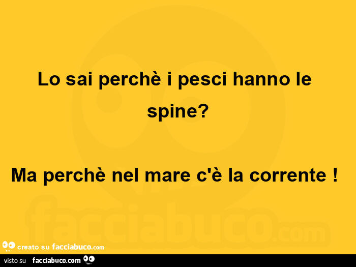 Lo sai perchè i pesci hanno le spine? Ma perchè nel mare c'è la corrente