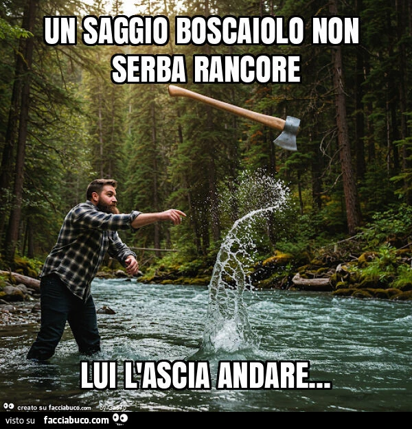 Un saggio boscaiolo non serba rancore lui l'ascia andare