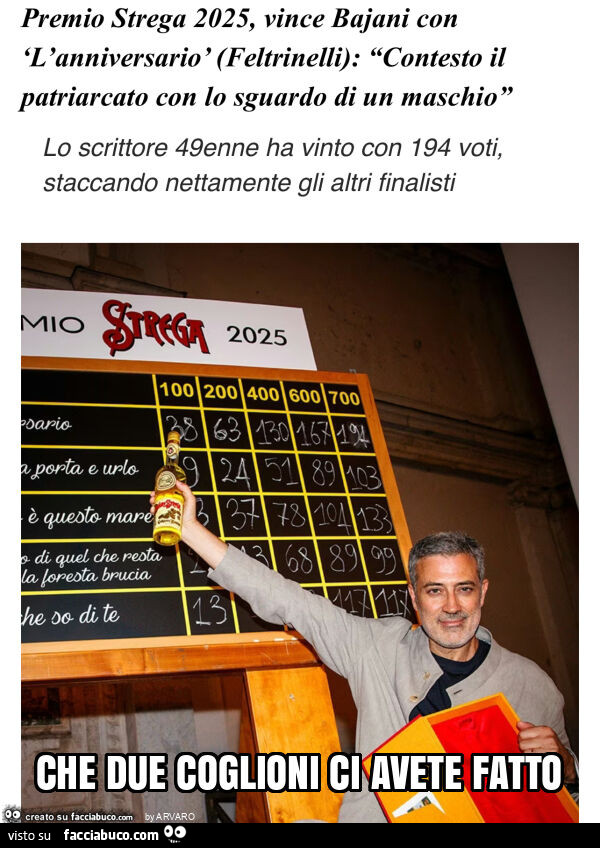 Che due coglioni ci avete fatto