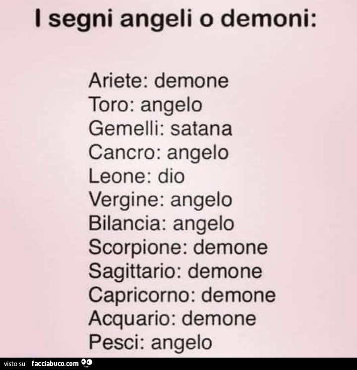 Segni zodiacali Angeli o Demoni