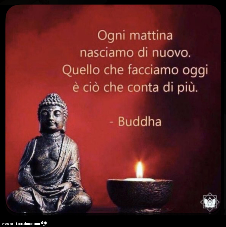 Ogni mattina nasciamo di nuovo. Quello che facciamo oggi è ciò che conta di più. Buddha