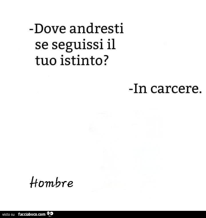 Dove andresti se seguissi il tuo istinto? In carcere