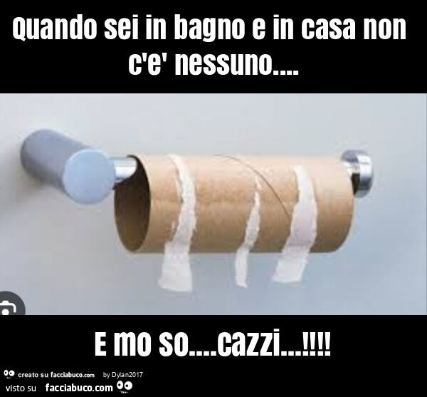 Quando sei in bagno e in casa non c'è nessuno… e mo so… cazzi