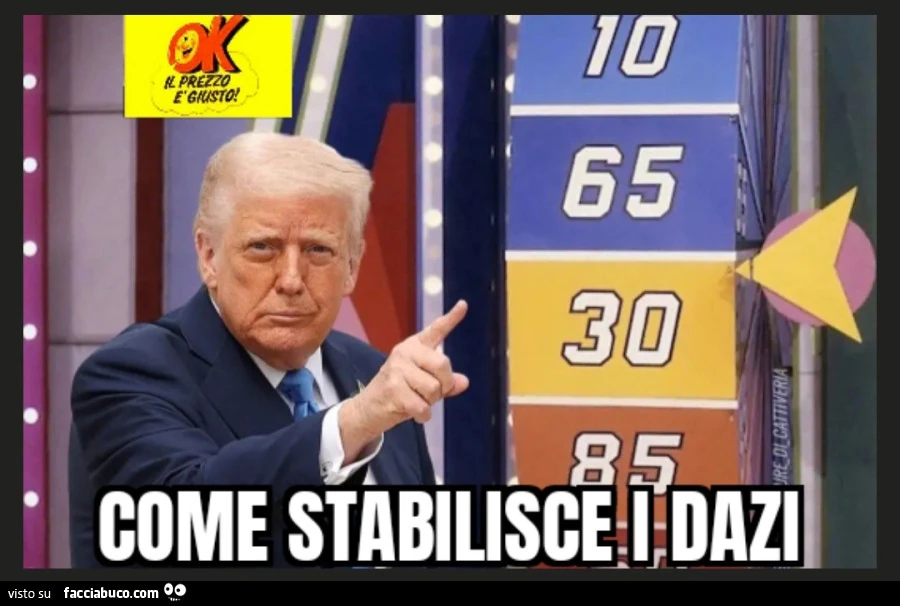 Donald trump come stabilisce i dazi ok il prezzo è giusto ruota