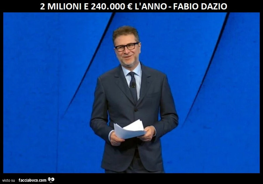2 milioni e 240.000 € l'anno. Fabio Dazio