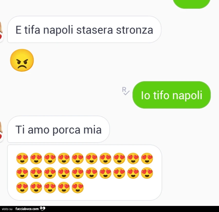 E tifa napoli stasera stronza. Io tifo napoli. Ti amo porca mia
