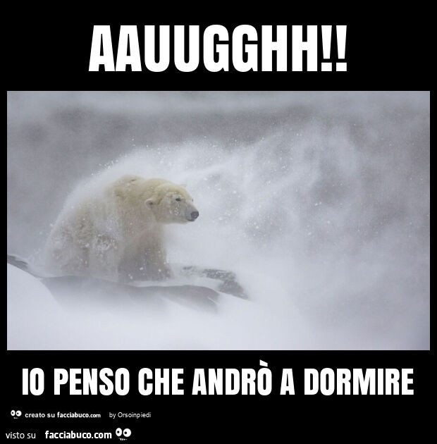 Aauugghh! Io penso che andrò a dormire