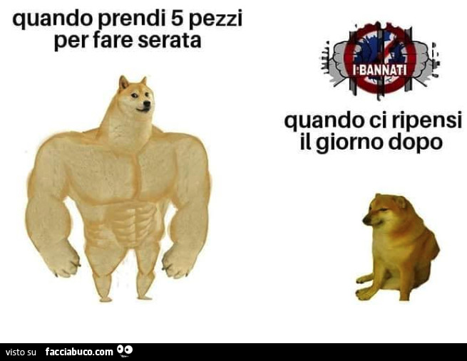 Quando prendi 5 pezzi per fare serata. Quando ci ripensi il giorno dopo