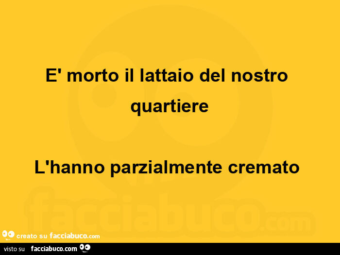 È morto il lattaio del nostro quartiere l'hanno parzialmente cremato 