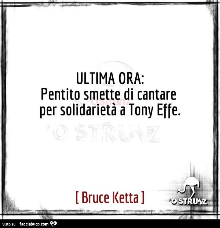 Ultima ora: pentito smette di cantare per solidarietà a tony effe