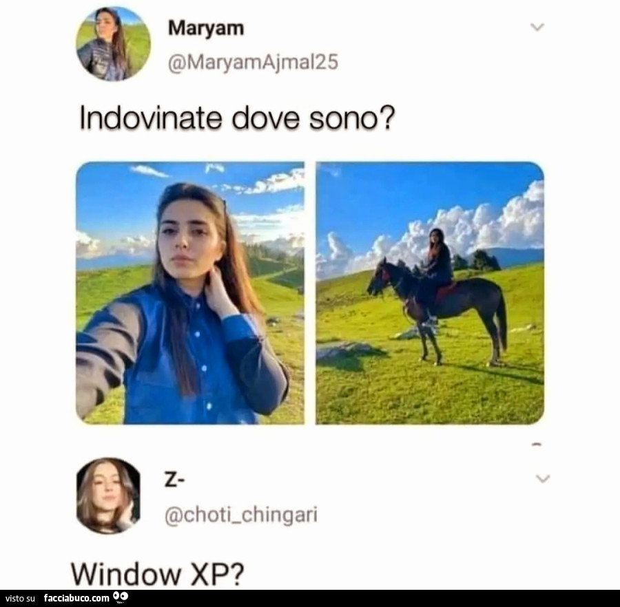 Indovinate dove sono windows xp donna a cavallo