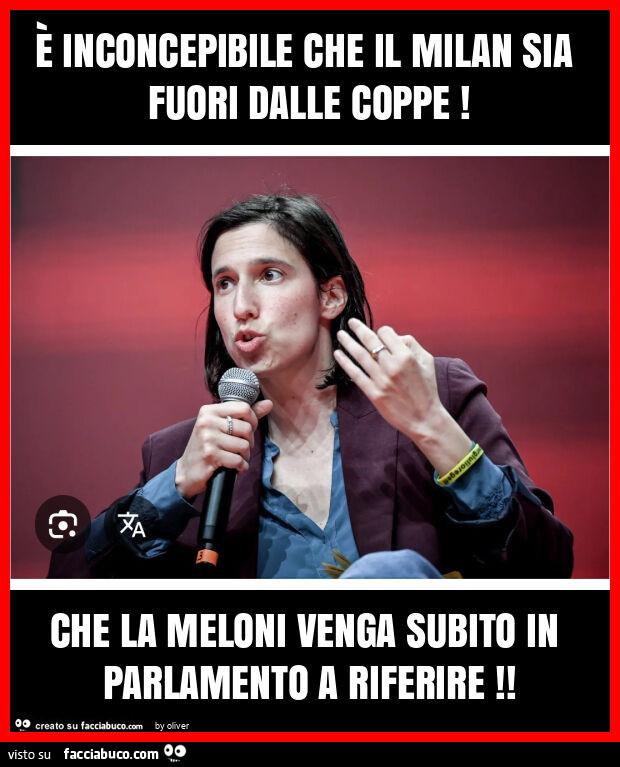 È inconcepibile che il milan sia fuori dalle coppe! Che la meloni venga subito in parlamento a riferire