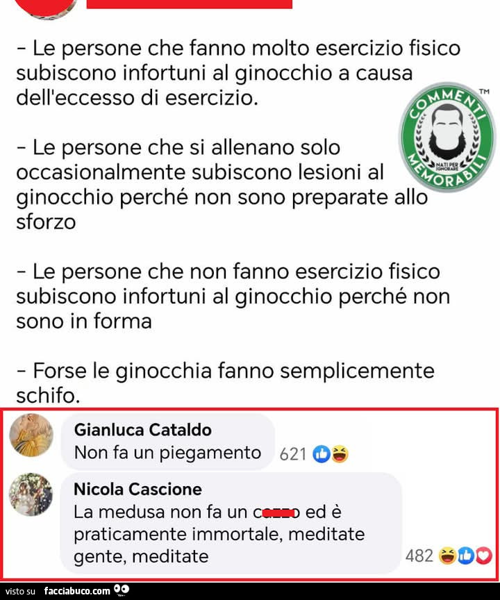 Le persone che fanno molto esercizio fisico subiscono infortuni al ginocchio a causa dell'eccesso di esercizio. Non fa un piegamento