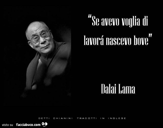 Sc avevo voglia di lavorà nascevo bove. Dalai Lama