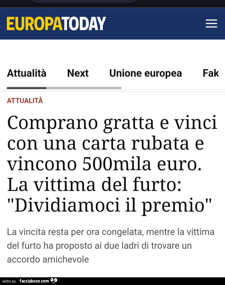 Comprano gratta e vinci con una carta rubata e vincono 500mila euro. La vittima del furto: dividiamoci il premio