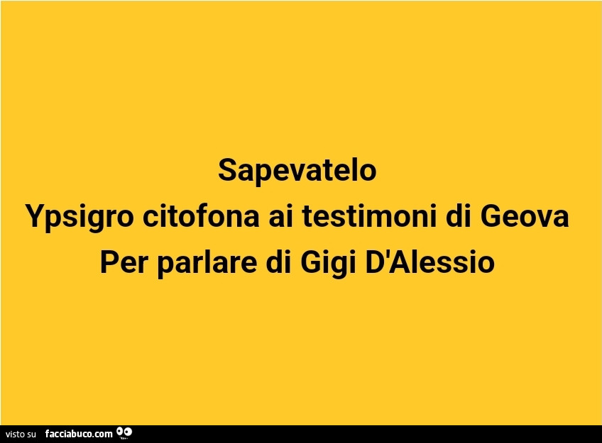 Sapevatelo ypsigro citofona ai testimoni di geova per parlare di gigi d'alessio