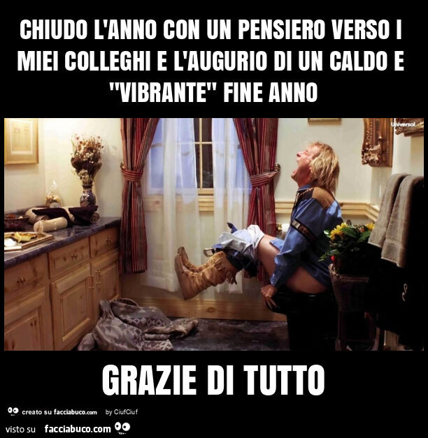 Chiudo l'anno con un pensiero verso i miei colleghi e l'augurio di un caldo e "vibrante" fine anno grazie di tutto