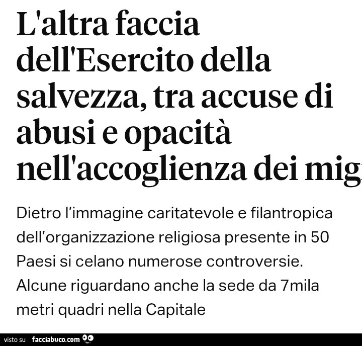 L'altra faccia dell'esercito della salvezza, tra accuse di abusi e opacità nell'accoglienza dei mig