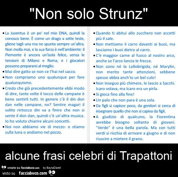 "non solo strunz" alcune frasi celebri di trapattoni
