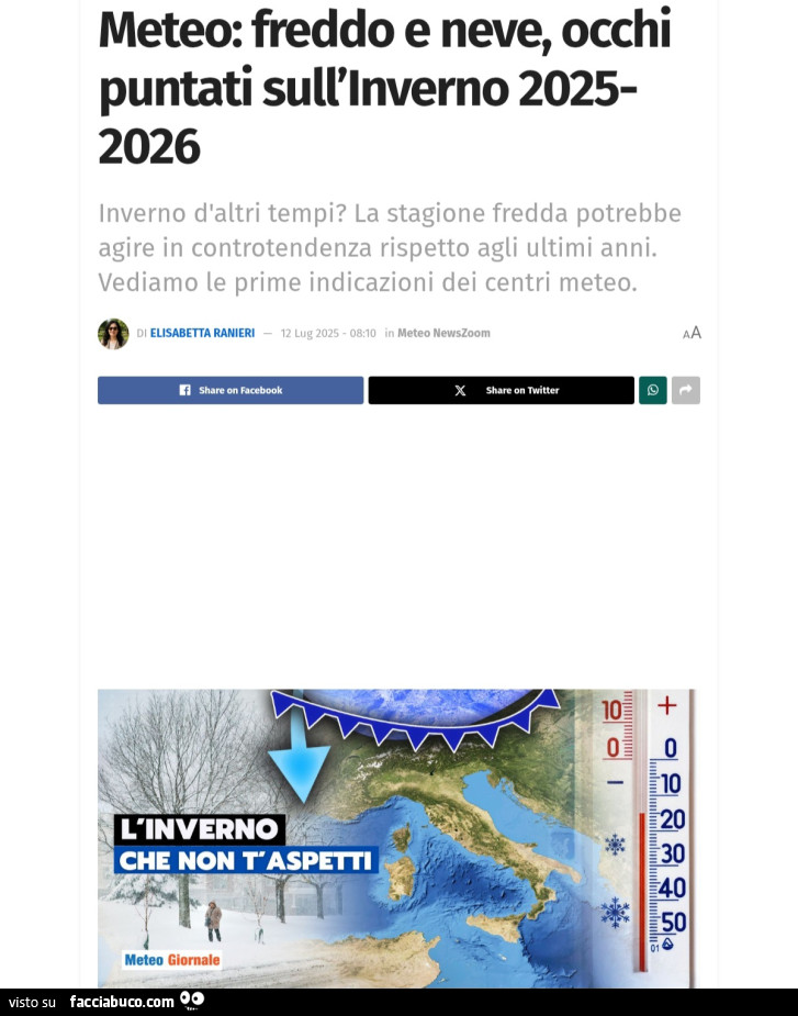 Meteo: freddo e neve, occhi puntati sull'inverno 2025 2026