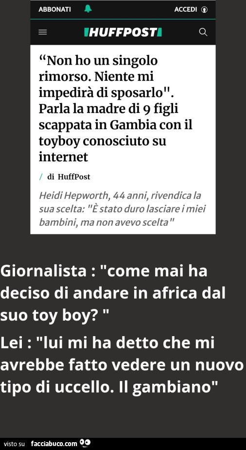 Scappa in africa con un gambiano