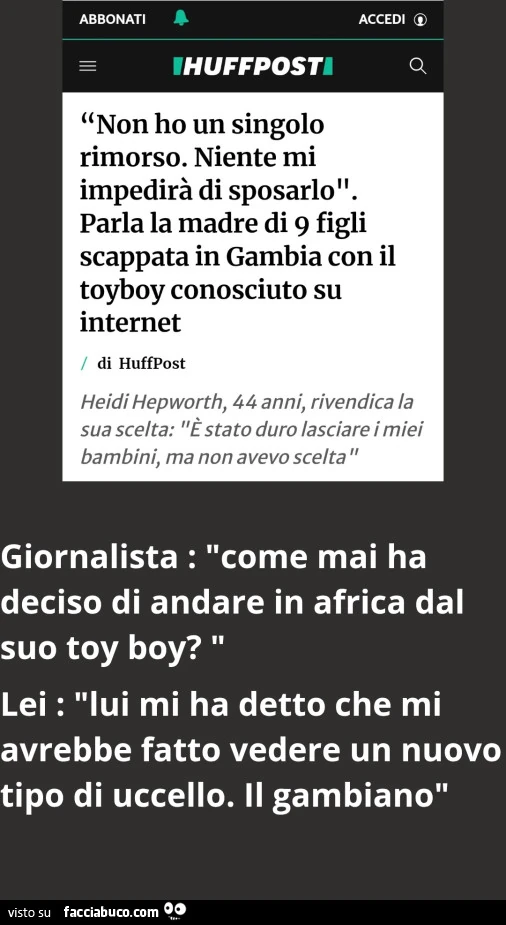 Scappa in africa con un gambiano