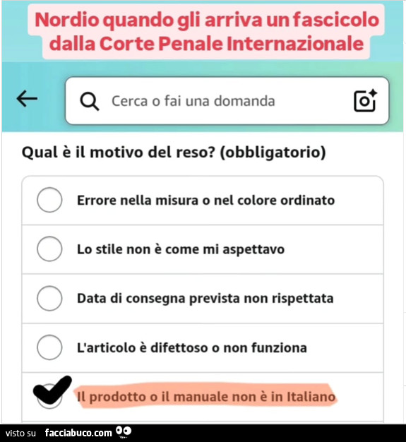 Nordio quando gli arriva un fascicolo dalla corte penale internazionale: il manuale non è in italiano