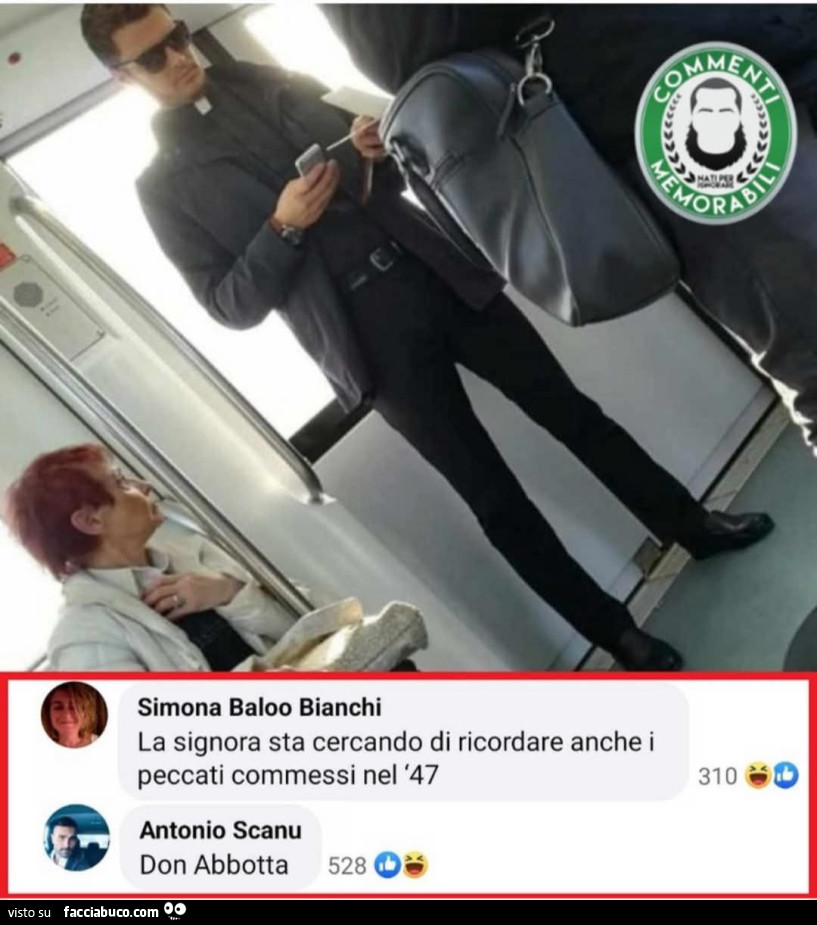 Commenti memorabili la signora st cercando di ricordare anche i peccati commessi nel 47 don abbotta